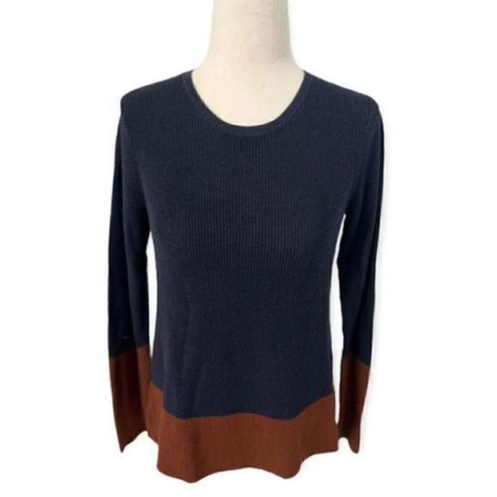 Eileen Fisher Silk Blend Sweater Small Contrast Stripe Colorblock Pullover size - Picture 2 of 9